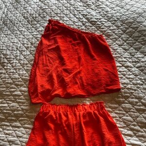 Never been worn Shein Red one shoulder set - size large